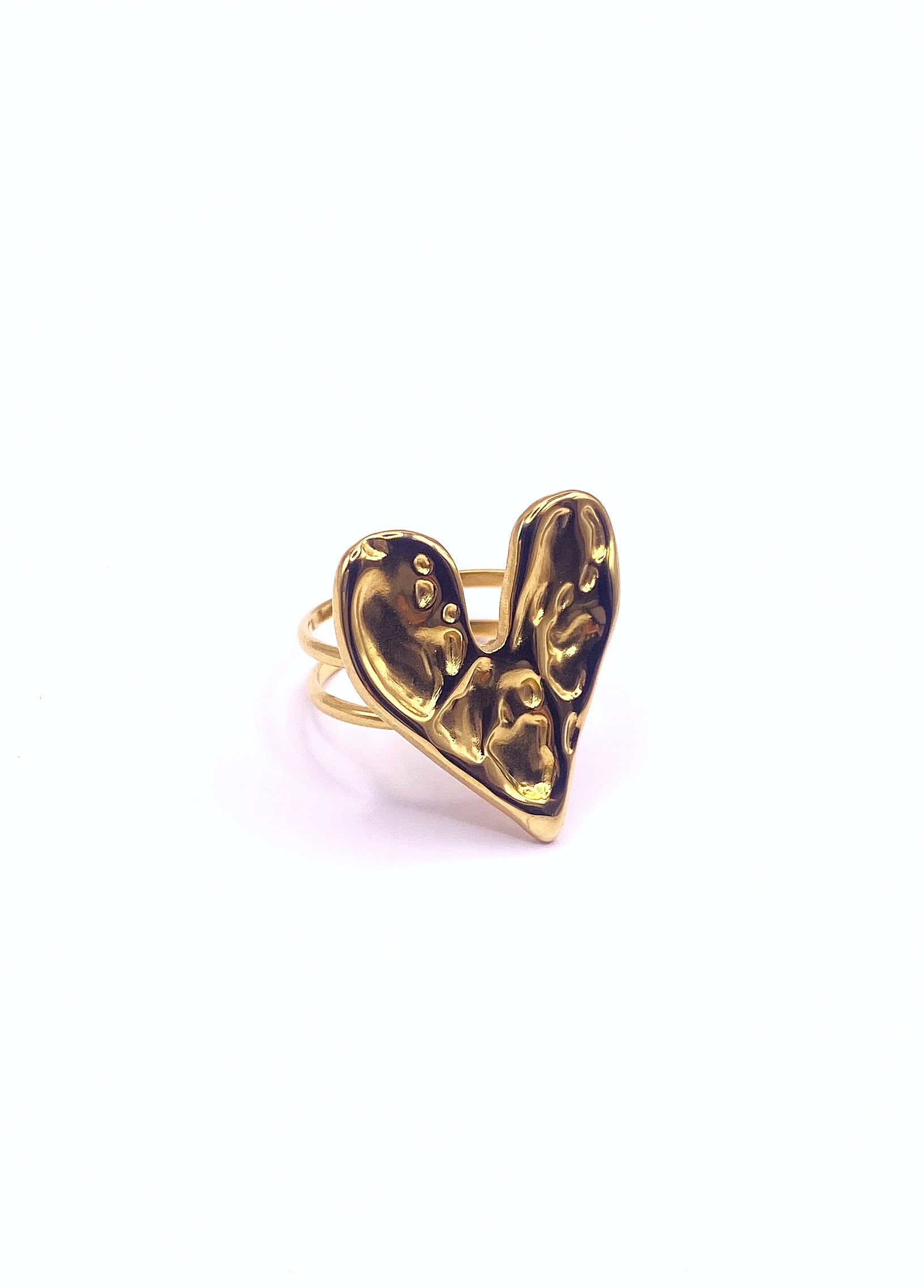 Textured Heart Ring Goldplated
