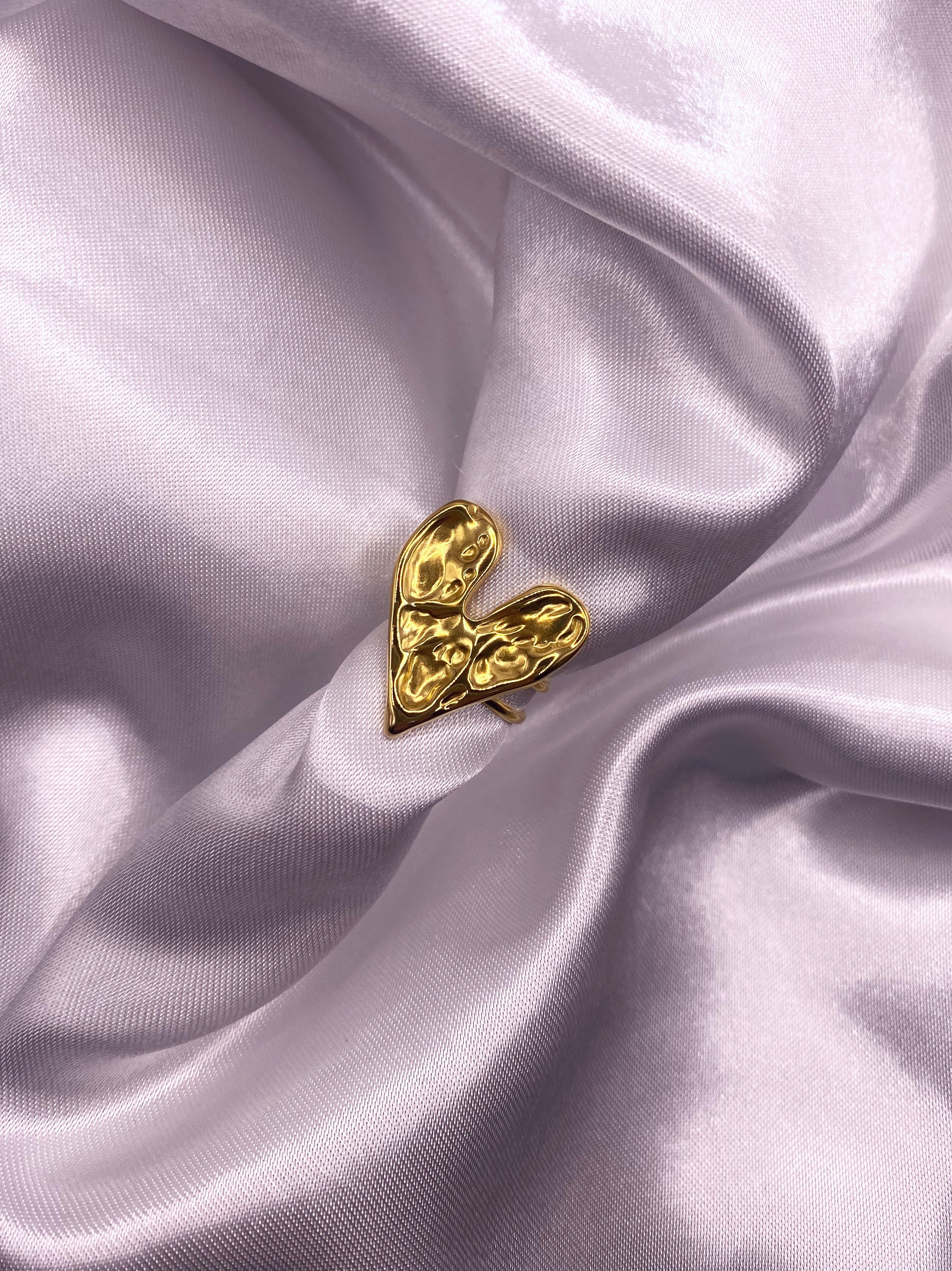Textured Heart Ring Goldplated